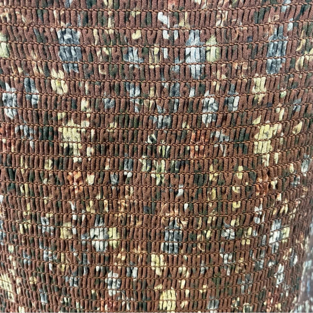 Aritzia Wilfred Saga Brown Floral Smocked Long Sheer Sleeve Crop Top NWT! - Picture 7 of 11